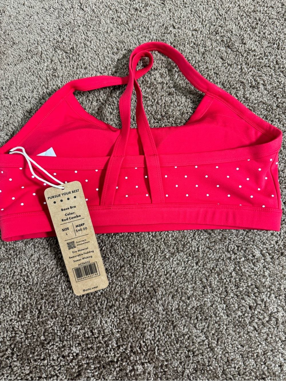 NWT ACTA Red Polka Dot Set - L Base Bra & M Biker Shorts - Picture 5 of 6